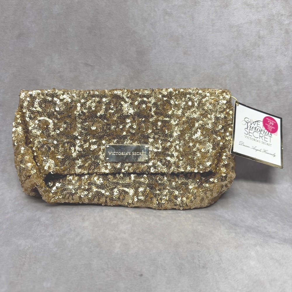 Victoria's Secret Clutch Women OS Gold Sequin Dream Angels Heavenly Evening Bag